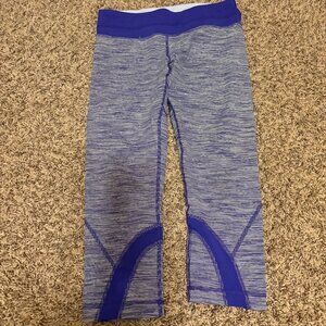 Lululemon Run Inspire Crop II Leggings Size 8 Marled Purple Pockets Pull On